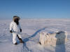Erin man Sampling snow in Arctci